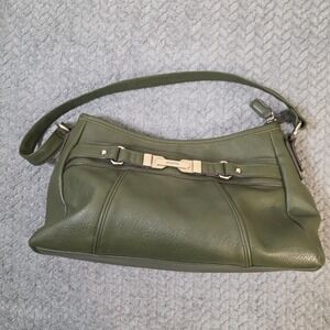 Rosetti Olive Green Shoulder Bag Faux Leather Zip Top Purse